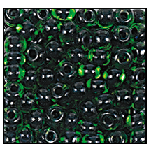 50104- Black Lined Light Green Czech Seed Beads