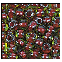51228- Red Lined Peridot Czech Seed Beads