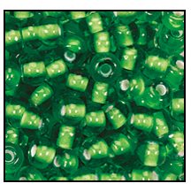 55106- White Lined Light Green Czech Seed Beads