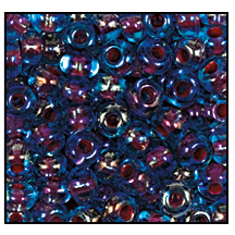 64009- Red Lined Aqua Iris Czech Seed Beads