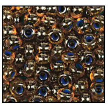 91004- Blue Lined Orange Czech Seed Beads