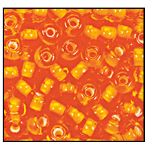 95006- White Lined Orange Czech Seed Beads