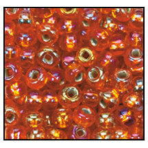97039- Silver Lined Orange Iris Czech Seed Beads