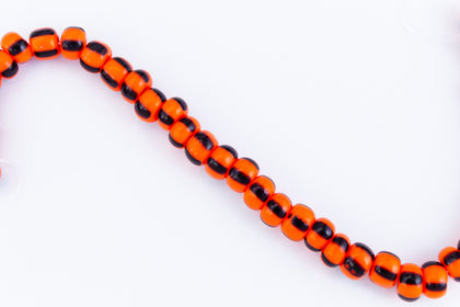 93490- Black on Orange Stripe Czech Seed Beads