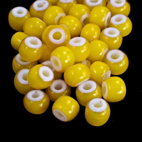 83701- White Heart Yellow Czech Seed Beads