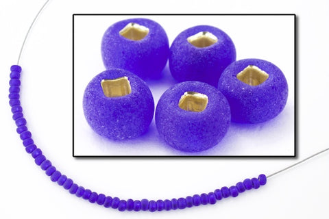 BL019M- Matte Silver Lined Cobalt Czech Seed Beads