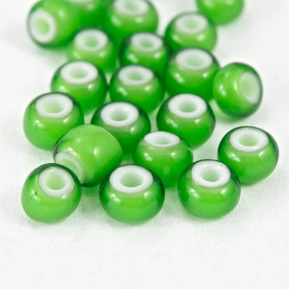 53712- White Heart Green Czech Seed Beads