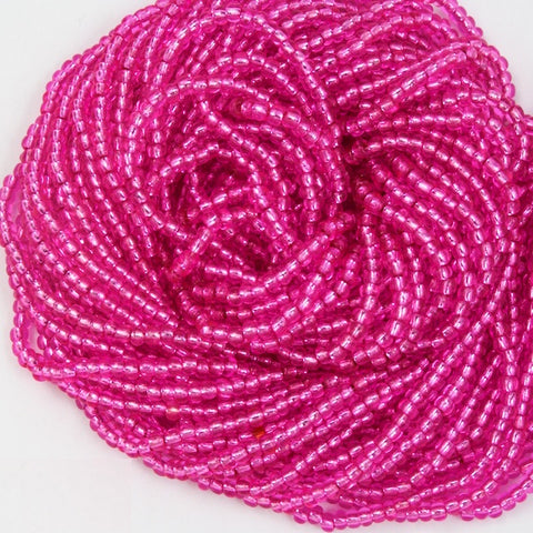BL033- Silver Lined Dyed Hot Pink Czech Seed Beads