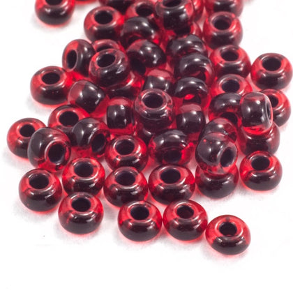 90054- Black Lined Red Czech Seed Beads