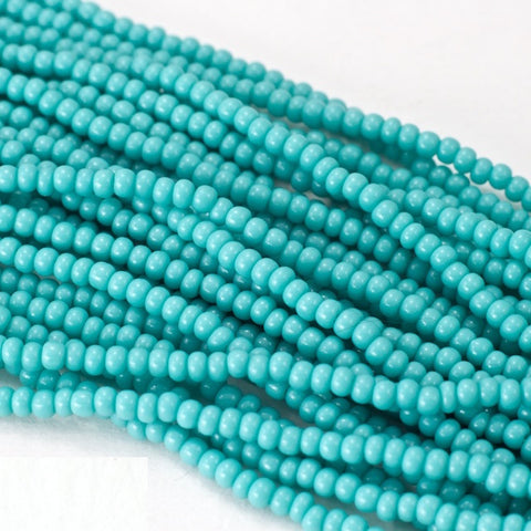 63130- Opaque Green Turquoise Czech Seed Beads