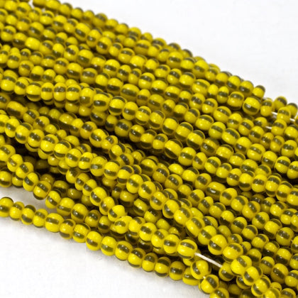 83500- Black on Yellow Stripe Czech Seed Beads