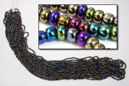 59155- Metallic Green Iris Czech Seed Beads