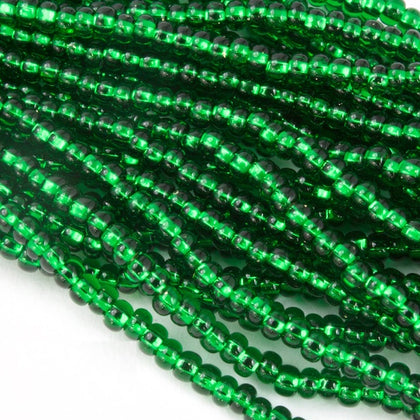 57060- Silver Lined Christmas Green Czech Seed Beads