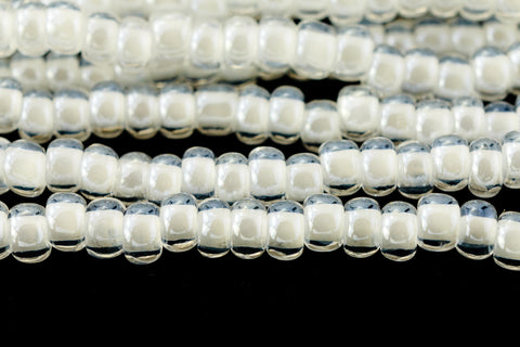 38602- White Lined Crystal Czech Seed Beads