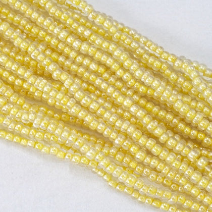38683- Yellow Lined Crystal Czech Seed Beads