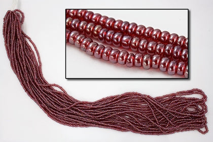 BL011- Transparent Dark Ruby Luster Czech Seed Beads