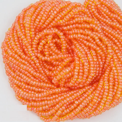 BL085- Orange Lined Yellow Czech Seed Beads