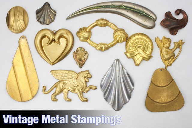 2 Vintage Maple Leaf Brass Metal Stampings 