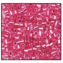 11/0 Silver Lined Dyed Pink 2 Cut Czech Seed Bead (1/2 Kilo) Preciosa #08275