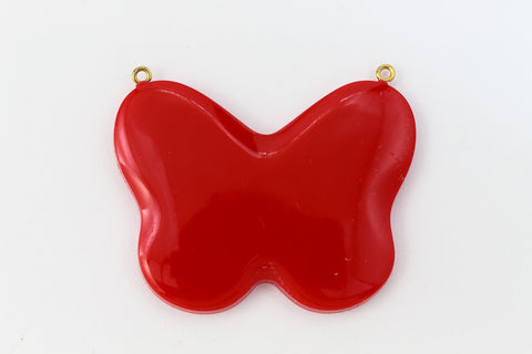 28mm x 38mm Red Butterfly with Pins #4657a-General Bead