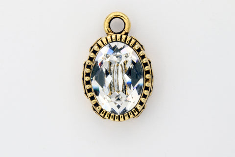 22mm Antique Gold TierraCast Celestial Brilliance Pendant with Crystal #CK931