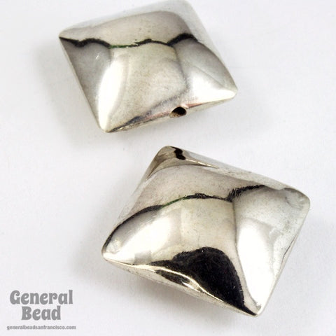 14mm Sterling Silver Puff Square Bead-General Bead