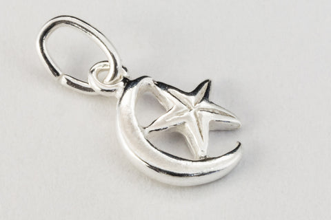 10mm Sterling Silver Moon and Star Charm #BSL043-General Bead