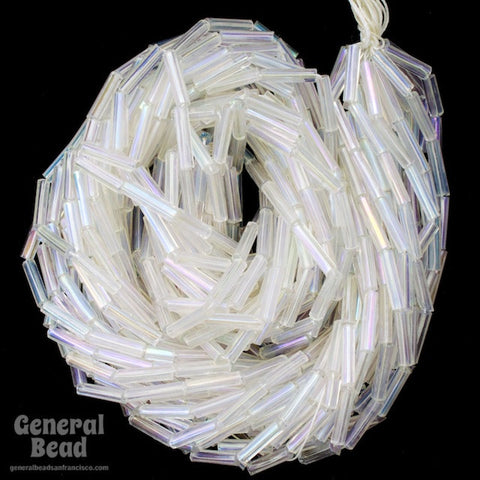 Size 4 Transparent Crystal AB Czech Bugle (10 Gm, Hank, 1/2 Kilo) #CBD002-General Bead