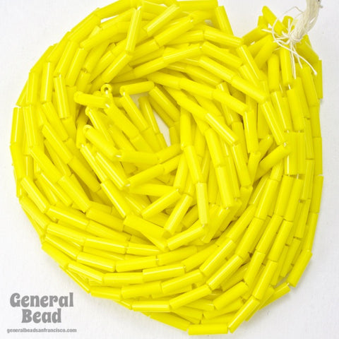 Size 4 Opaque Yellow Czech Bugle (10 Gm, Hank, 1/2 Kilo) #CBD006-General Bead