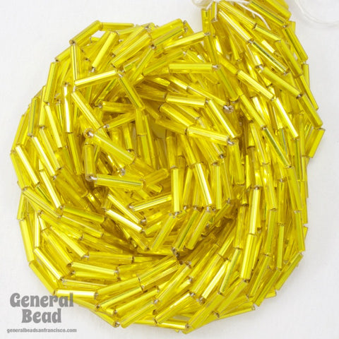 Size 4 Silver Lined Yellow Czech Bugle (10 Gm, Hank, 1/2 Kilo) #CBD021-General Bead