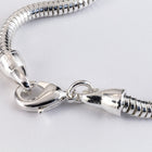 7.5" Bright Silver Finished Snake Chain Bracelet #CC102-General Bead