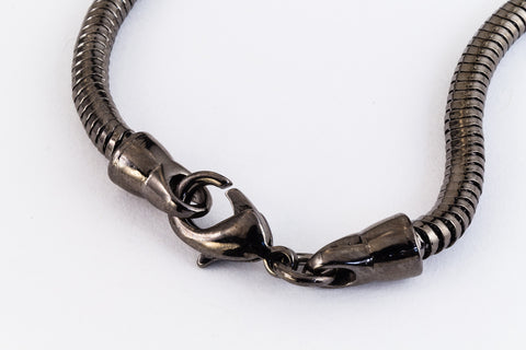 7.5" Gunmetal Finished Snake Chain Bracelet #CC102-General Bead