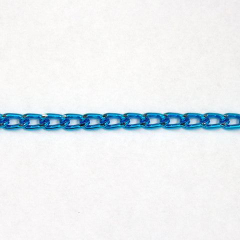 3mm Bright Turquoise/Silver Diamond Cut Aluminum Curb Chain #CC20-General Bead