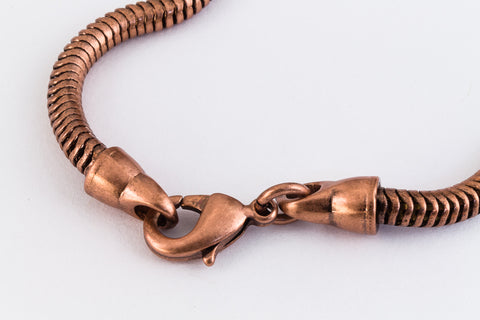 7.5" Antique Copper Finished Snake Chain Bracelet #CC102-General Bead