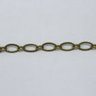 Antique Brass, 9mm x 6mm Textured Ovals Chain CC140-General Bead