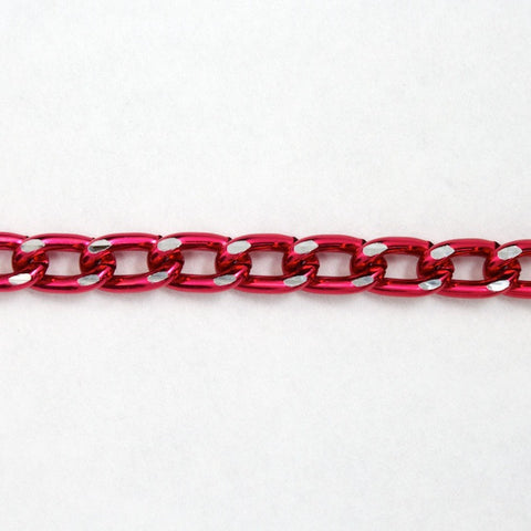 4mm Dark Pink/Silver Diamond Cut Aluminum Curb Chain #CC21-General Bead