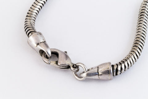 7.5" Antique Silver Finished Snake Chain Bracelet #CC102-General Bead