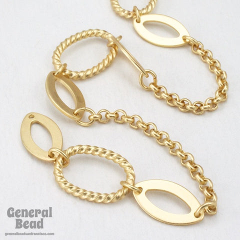 12mm x 17mm Matte Gold Oval Link with Cable Chain CC208-General Bead