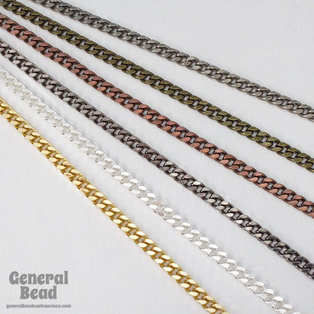 4.5mm x 4mm Antique Brass Flat Curb Chain CC95 – General Bead