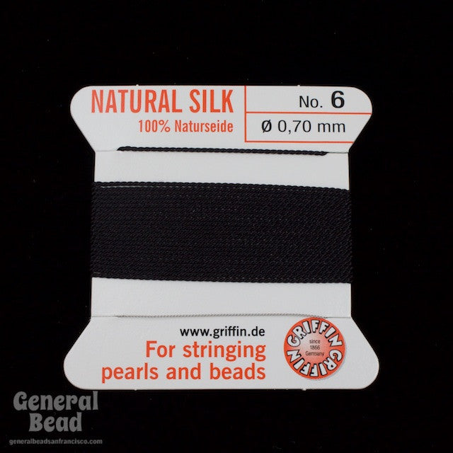 Griffin Bead Cord 100% Silk - No. 6 (0.70mm) Black