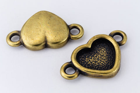 21mm Antique Brass Tierracast Heart Bezel Link (20 Pcs) #CK501-General Bead