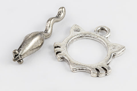 16mm Antique Silver Pewter Cat Toggle Clasp #CLB124-General Bead