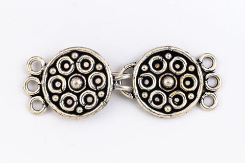 40mm Silver "Bali" Hook and Eye Clasp with 3 Loops #CLBA209-General Bead