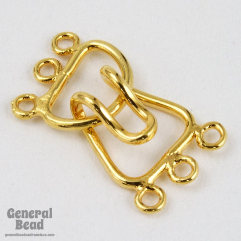 10mm Gold Tone Hook and Eye Clasp Set with 3 Loops #CLG110-General Bead
