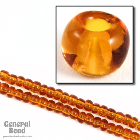 5/0 Transparent Dark Goldenrod Czech Seed Bead (40 Gm, 1/2 Kilo) #CSA031-General Bead