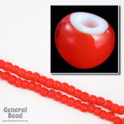 5/0 White Heart Red Czech Seed Bead (20 Gm, 1/2 Kilo) #CSA014-General Bead