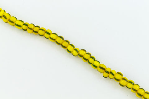 11/0 Yellow with Green Stripe Czech Seed Bead (1/4 Kilo) Preciosa #83520