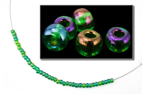 6/0 Transparent Emerald Iris Seed Bead (40 Gm, 1/2 Kilo) #CSB011-General Bead