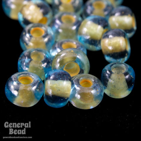 6/0 Tan Lined Aqua Seed Bead (20 Gm, 1/2 Kilo) #CSB070-General Bead