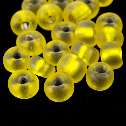 11/0 Matte Silver Lined Yellow Czech Seed Bead (1/2 Kilo) #BL039M